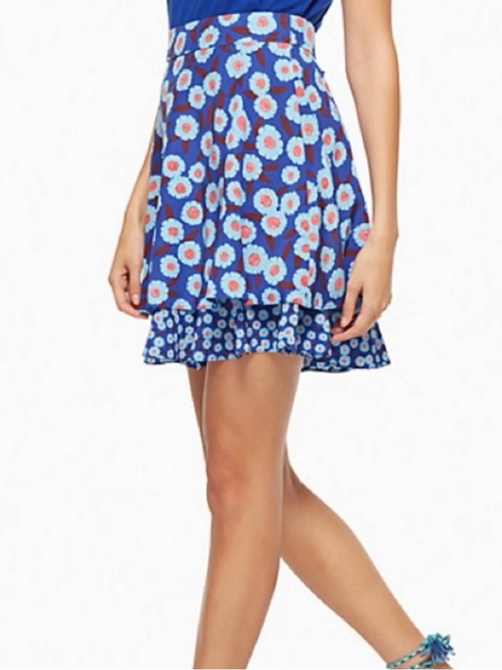 KATE SPADE Tangier Floral Double Layer Silk Skirt Size 8
